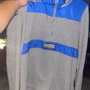 A pink brand half zip up jacket blue and grey size XL